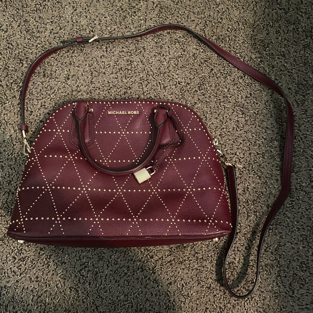 Maroon Crossbody Zip Michael Kors Purse